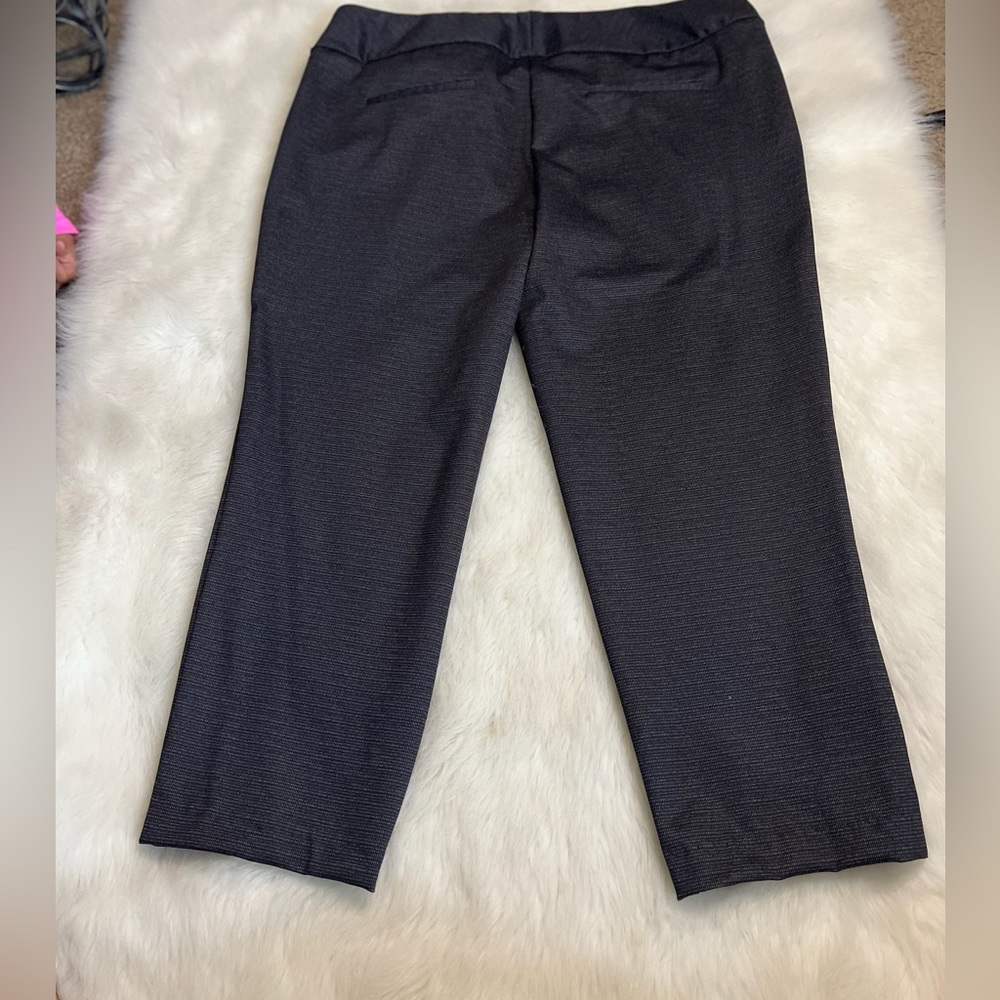 Dalia sz 2x women’s gray striped mid rise stretch wide waistband pants 0633 - Picture 2 of 5